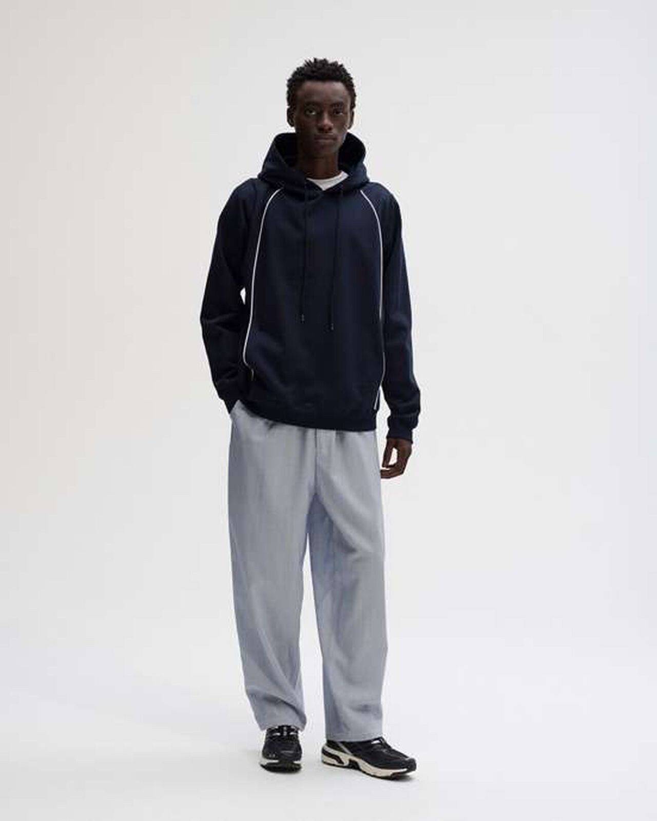 TAPERED BOLD PANTS,BLUESTRIPE, large image number 4