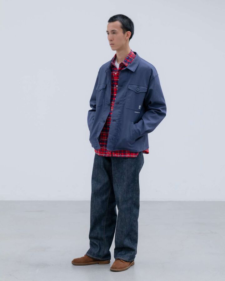 STRETCH TWILL FATIGUE SHIRT,NAVY, medium image number 8