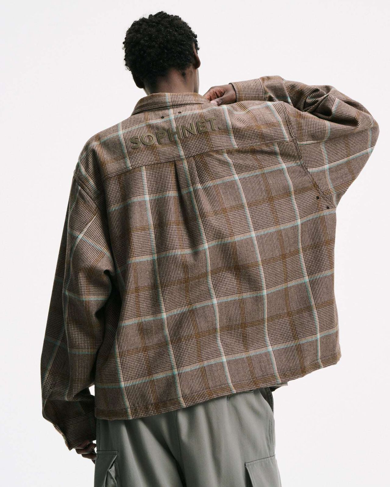 SAXONY WOOL CHECK LOGO PATCH SHIRT,A, large image number 4