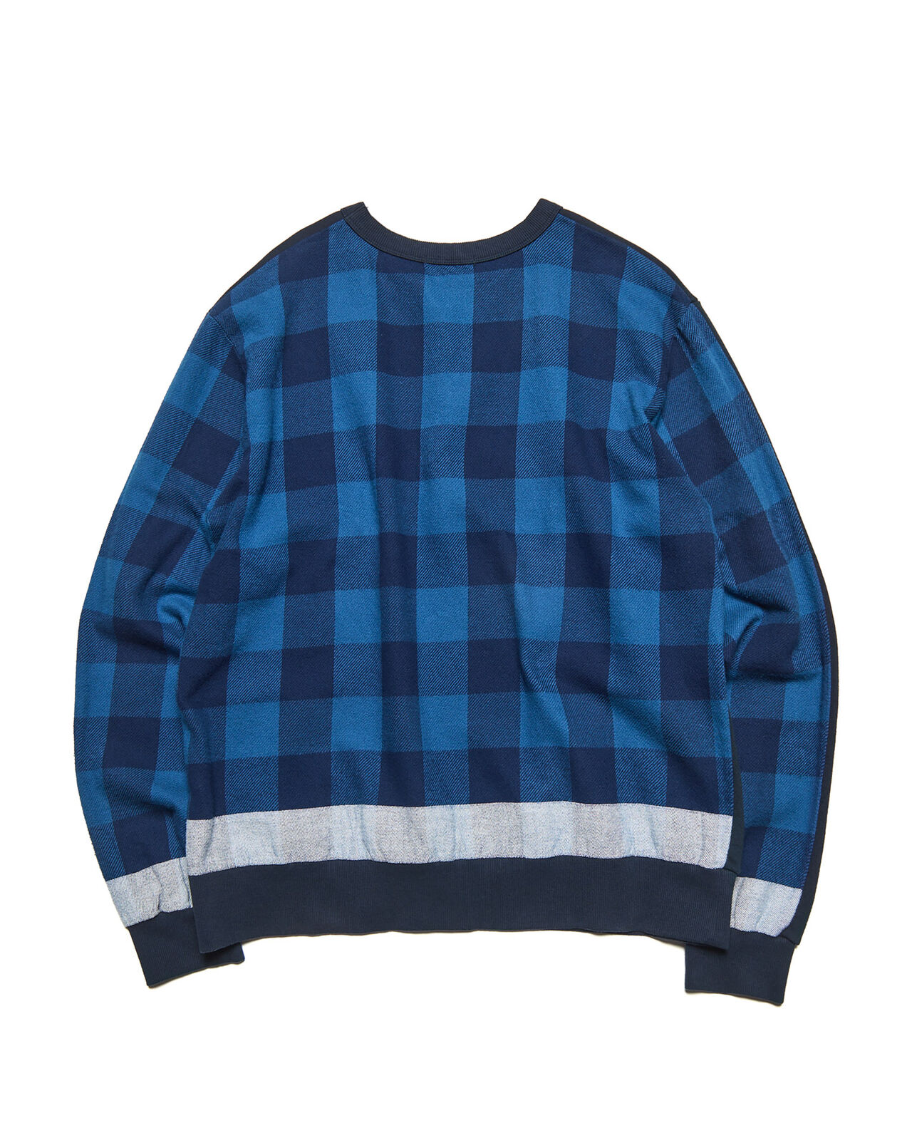 LINE FLANNEL CHECK PANELED CREWNECK TOP,BLUE, large image number 1