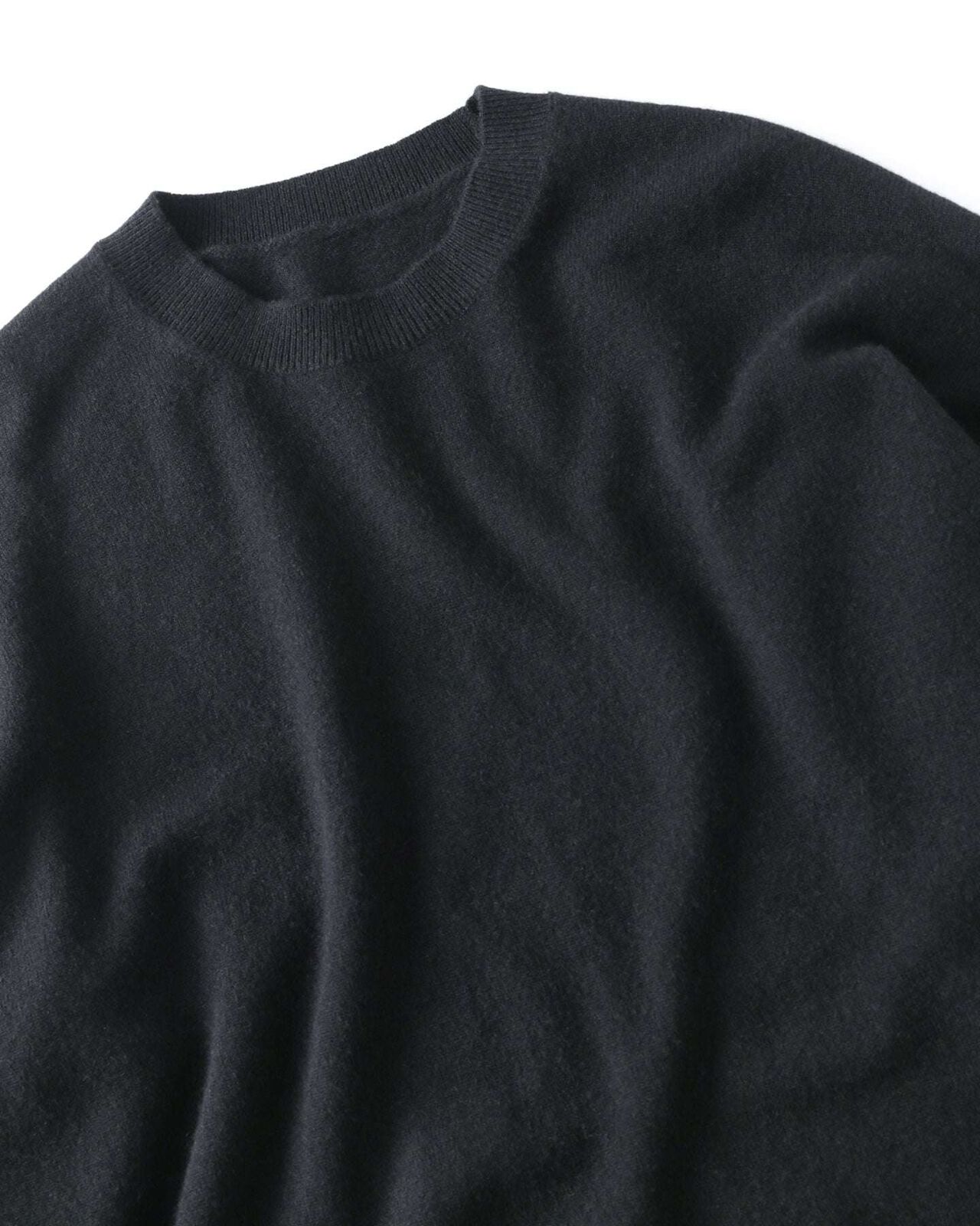 CASHMERE HIGH GAUGE CREWNECK KNIT,BLACK, large image number 2