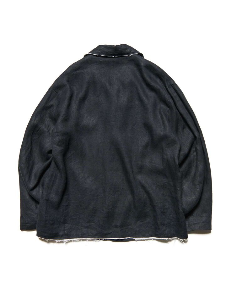BRUSHED LINEN CUT-OFF JACKET,BLACK, medium image number 1