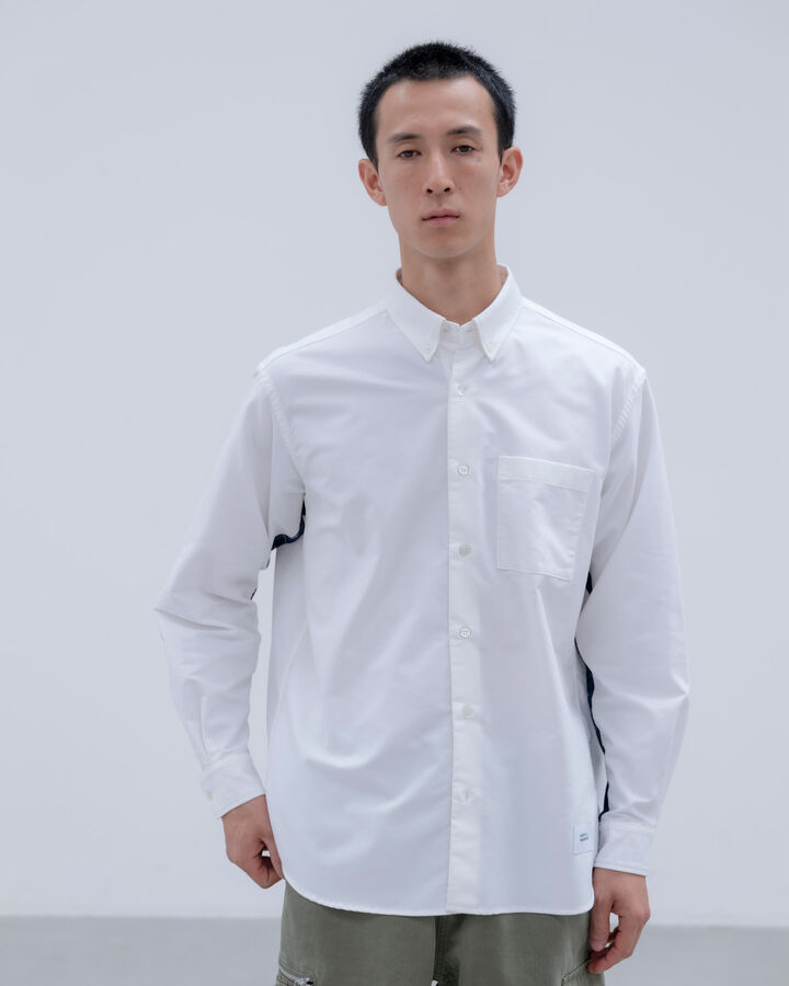 STAR PRINT CHECK PANELED B.D SHIRT,WHITE, medium image number 6
