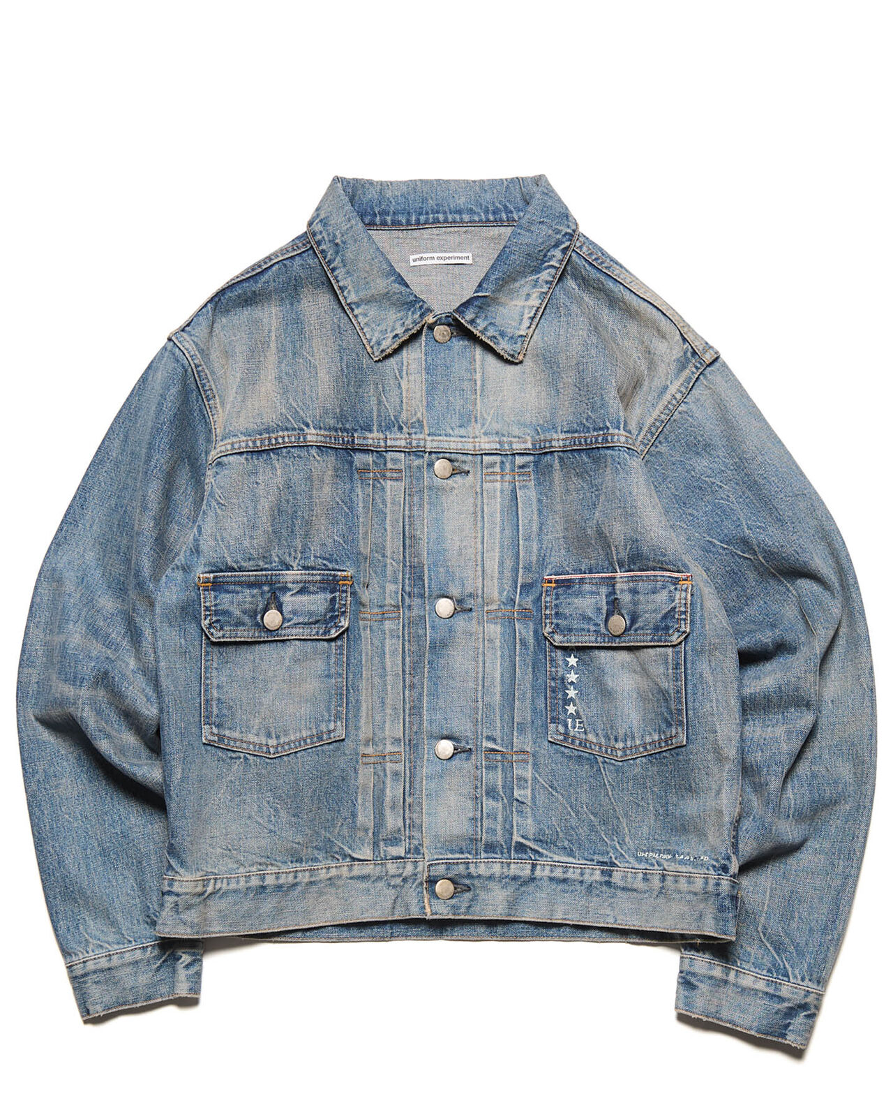 DAMAGED DENIM TRUCKER JACKET,INDIGO, large image number 0