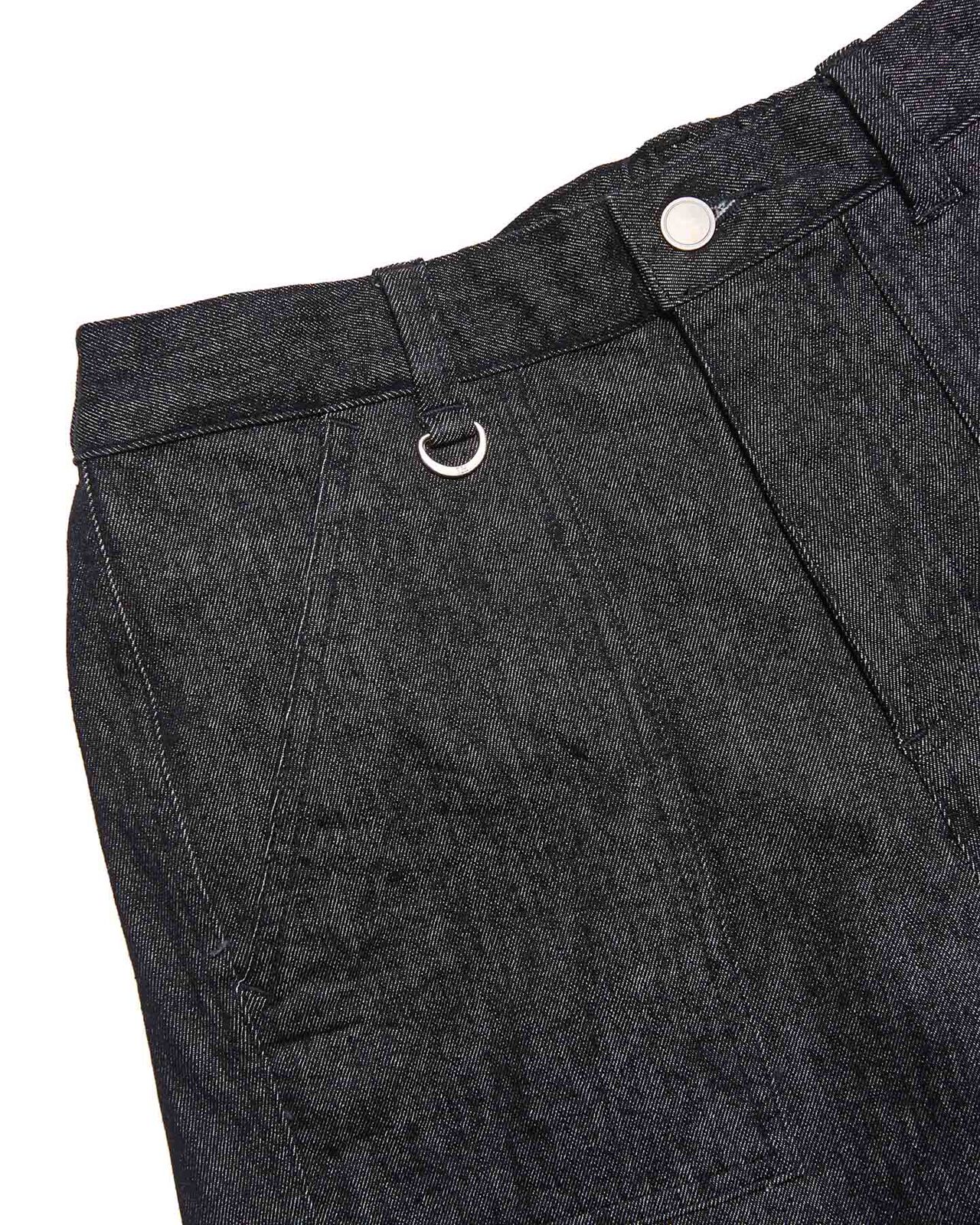 HIGH STRETCH DENIM HEM SHIRRING BAKER PANTS,BLACK, large image number 2