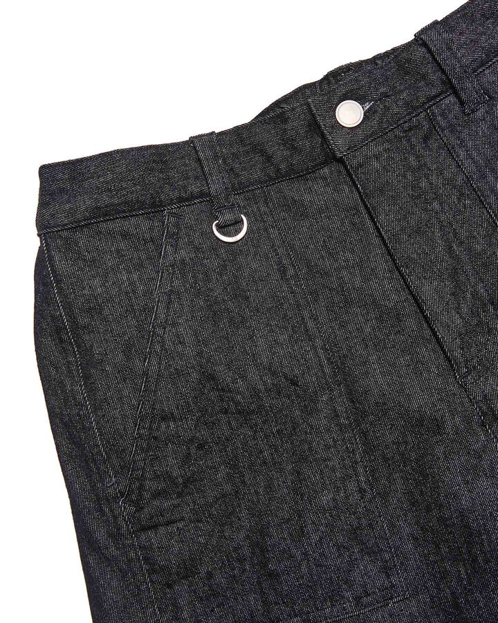 HIGH STRETCH DENIM HEM SHIRRING BAKER PANTS,BLACK, medium image number 2