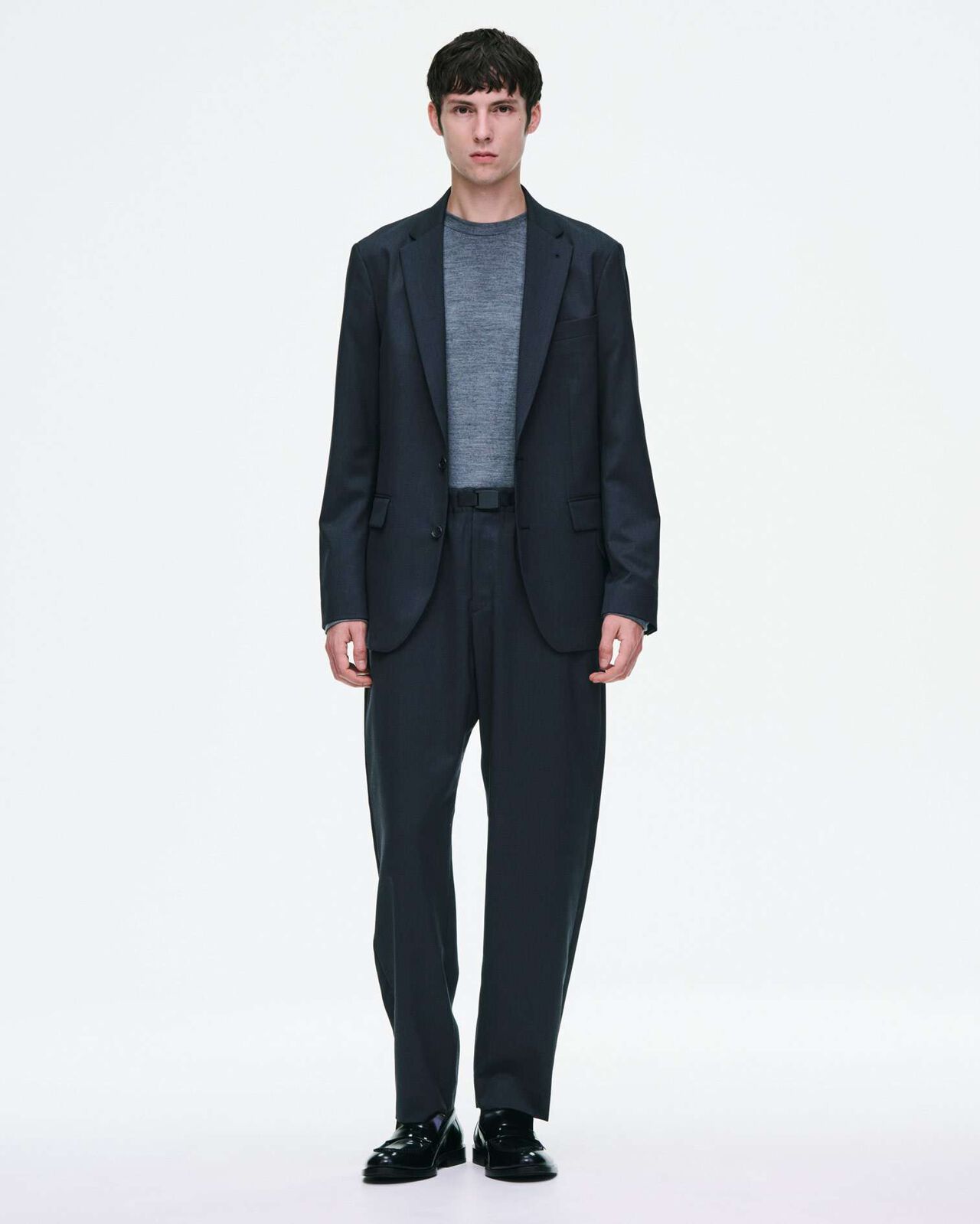 WOOL GABARDINE STANDARD 2-BUTTON JACKET,CHARCOAL GRAY, large image number 8