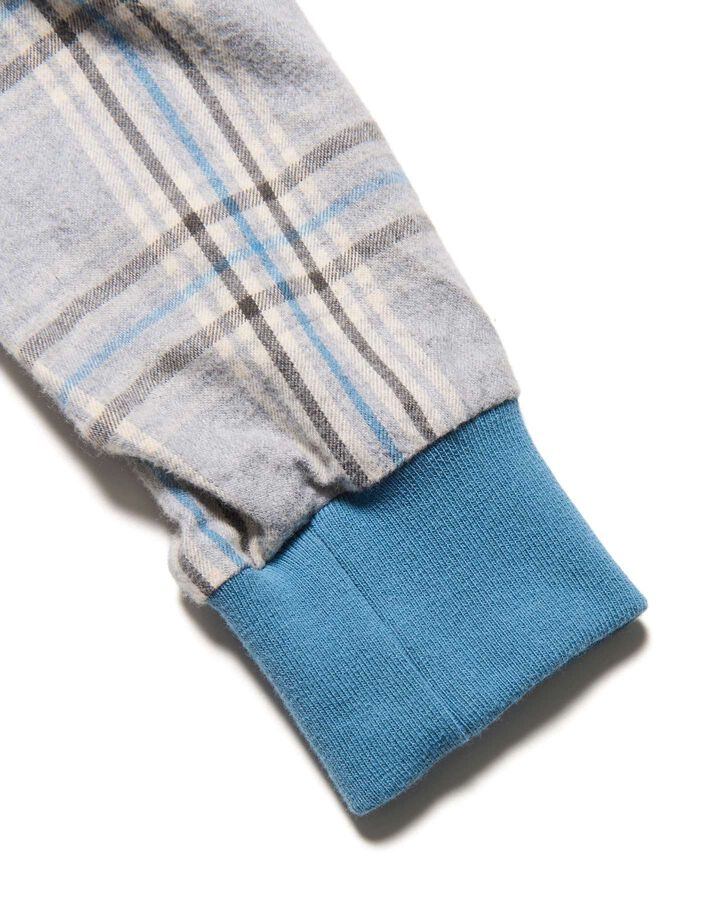 FLANNEL CHECK RIBBED SHIRT,LIGHT GRAY, medium image number 4