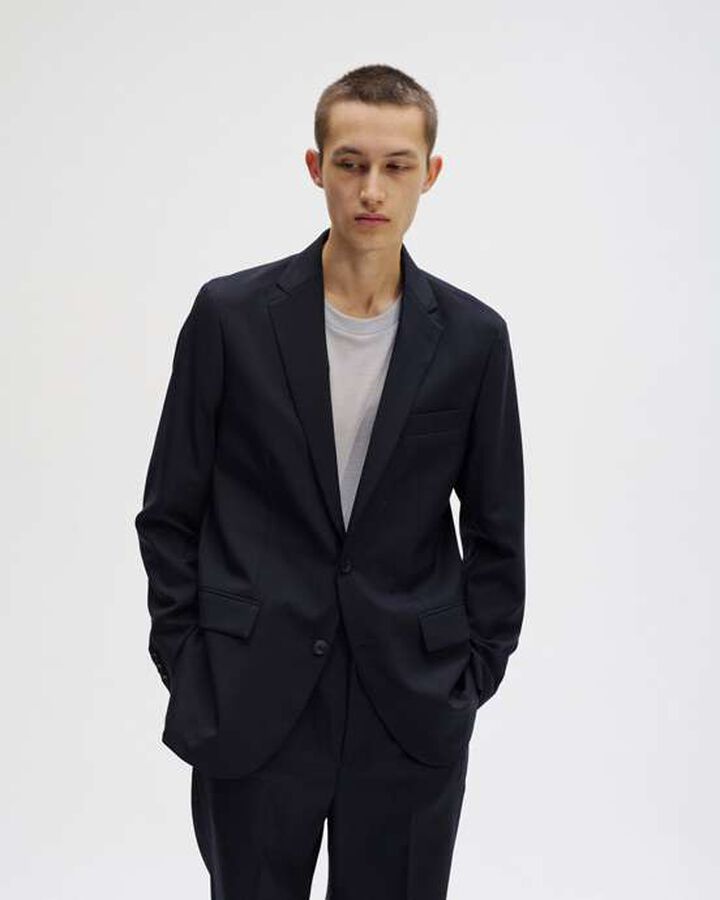 SUMMER MERINO WOOL STANDARD 2BUTTON JACKET,NAVY, medium image number 4