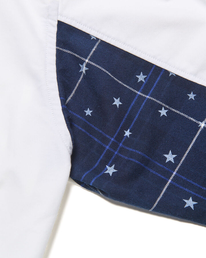 STAR PRINT CHECK PANELED B.D SHIRT,WHITE, medium image number 2
