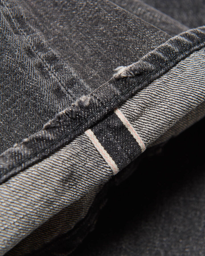 DAMAGED DENIM WIDE-FIT JEANS,BLACK, medium image number 6