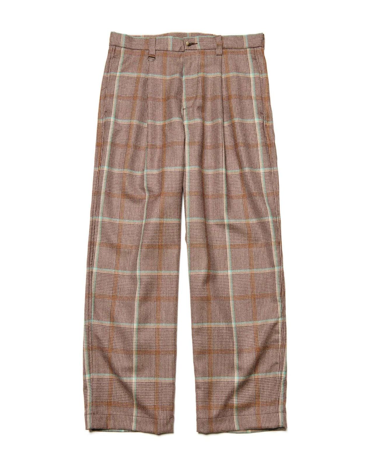 SAXONY WOOL CHECK RELAX-FIT TUCK SLACKS,B, large image number 0