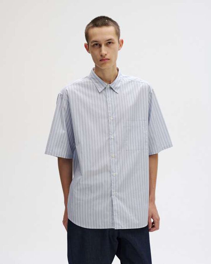 STRIPE RELAX FIT S/S SHIRT,GRAY STRIPE, medium image number 4