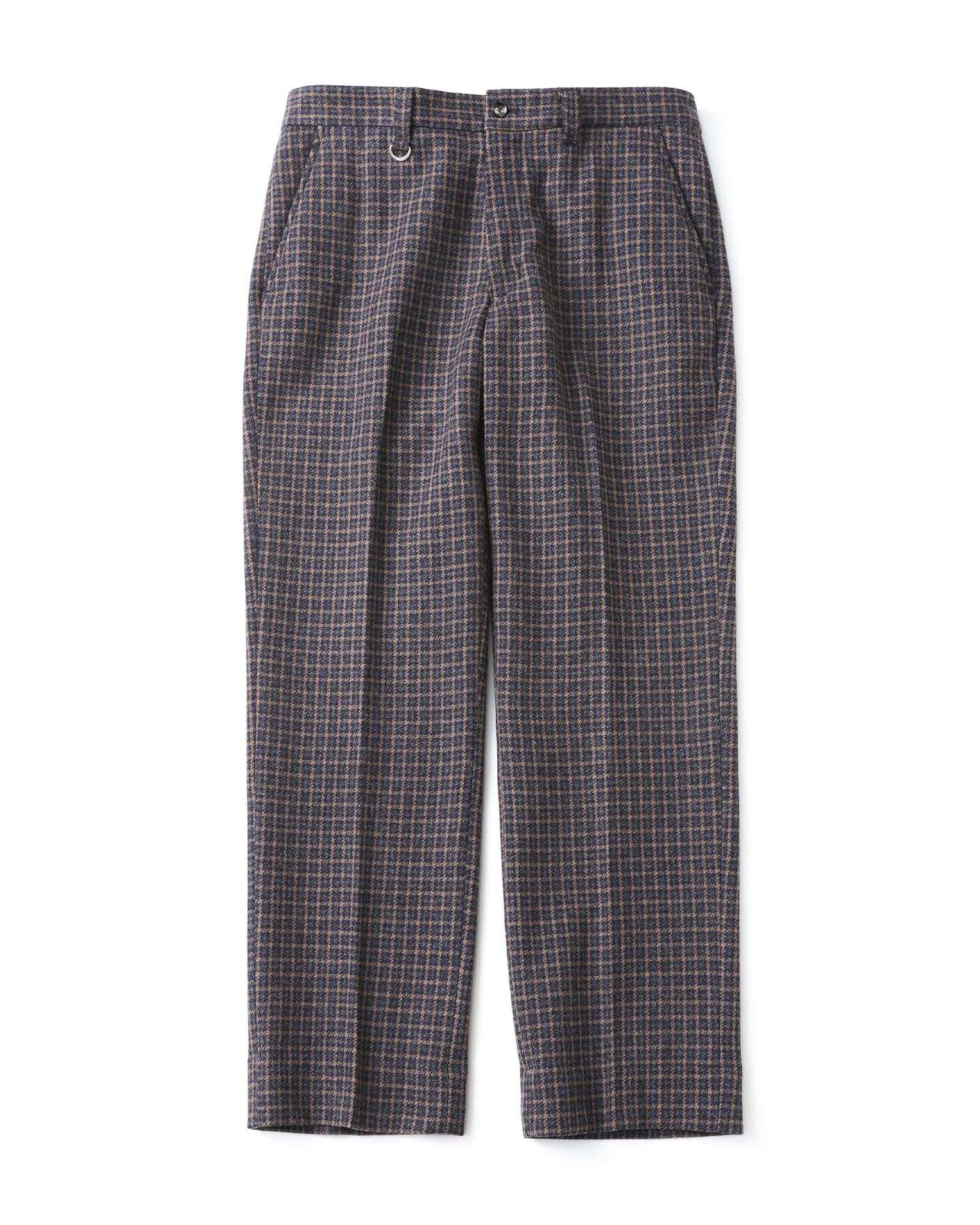 BLENDED WOOL STRAIGHT PANTS,NAVY, large image number 0