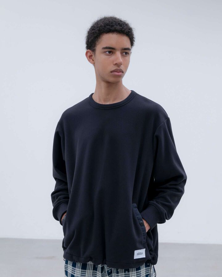 FLEECE CREWNECK TOP,BLACK, medium image number 5