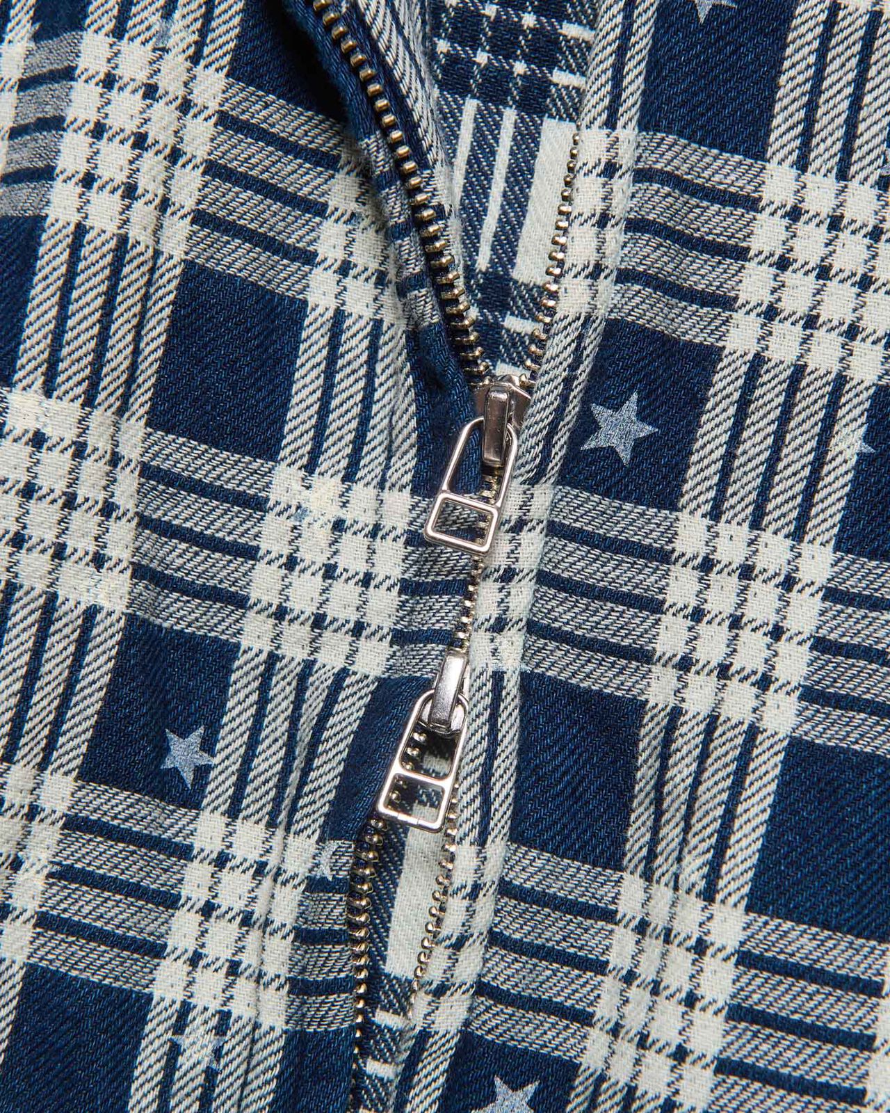 STAR PRINT CHECK HOODED BLOUSON,INDIGO, large image number 2
