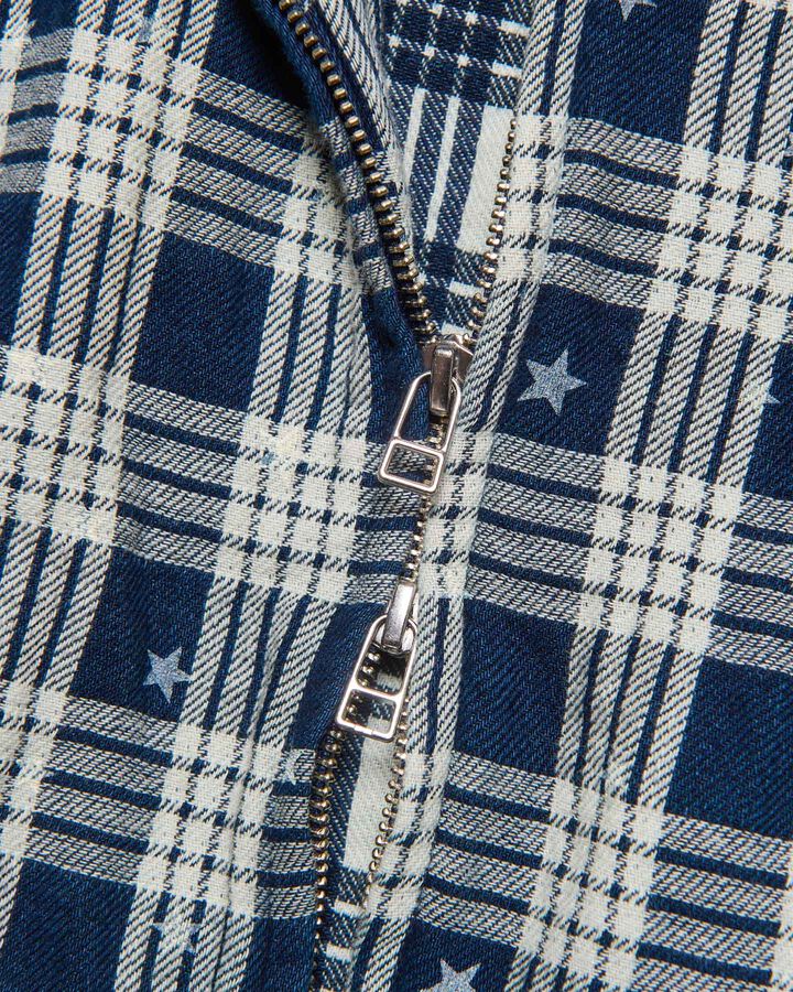 STAR PRINT CHECK HOODED BLOUSON,INDIGO, medium image number 2