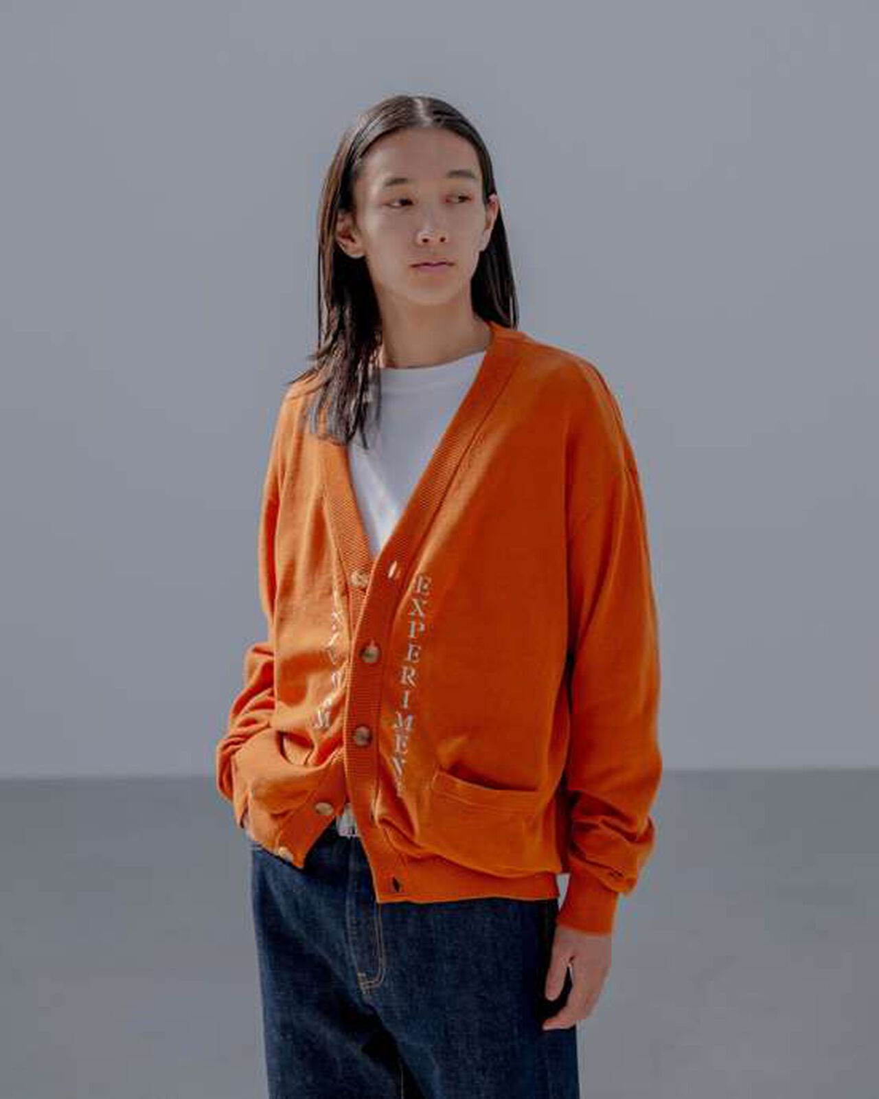 STENCIL LOGO CARDIGAN,ORANGE, large image number 3