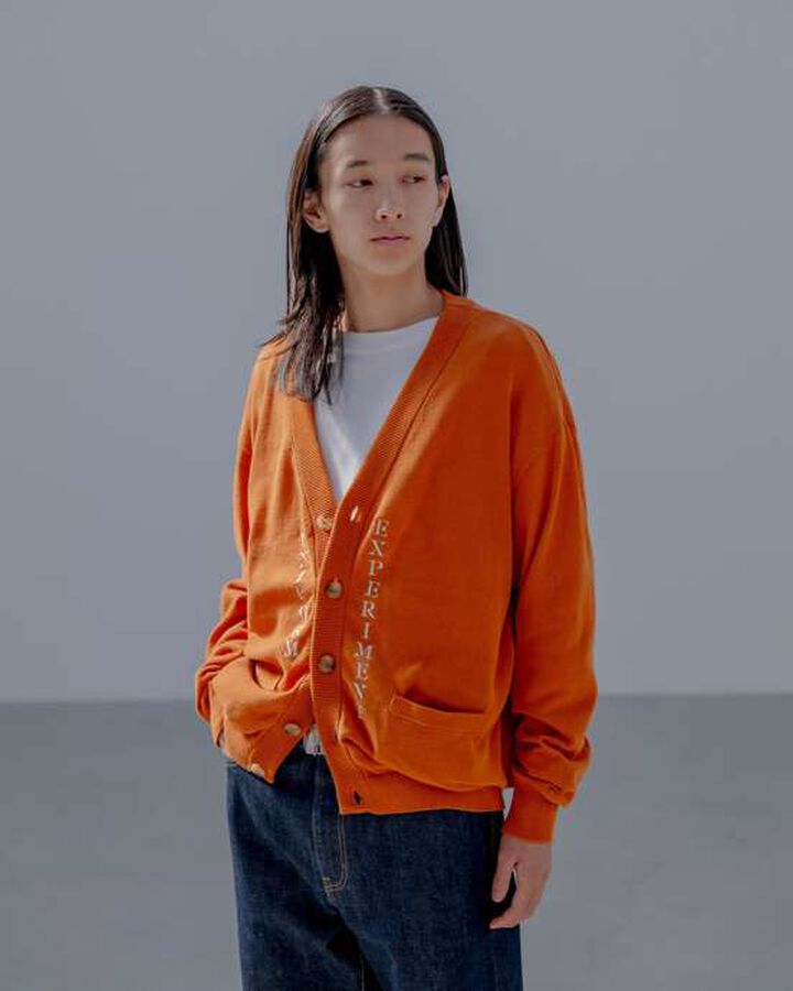 STENCIL LOGO CARDIGAN,ORANGE, medium image number 3