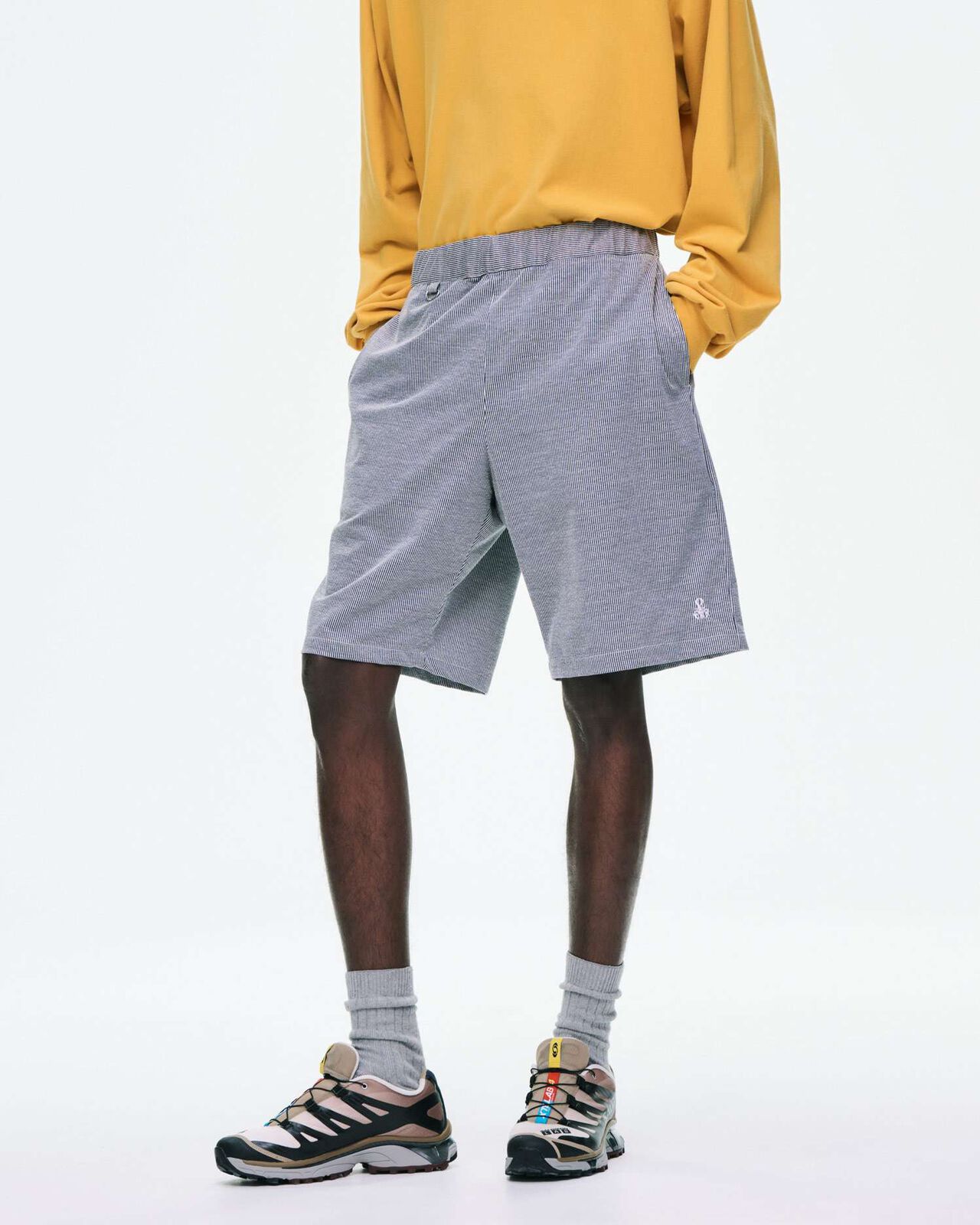 STRETCH SUCKER EASY SHORTS,BLACK, large image number 5
