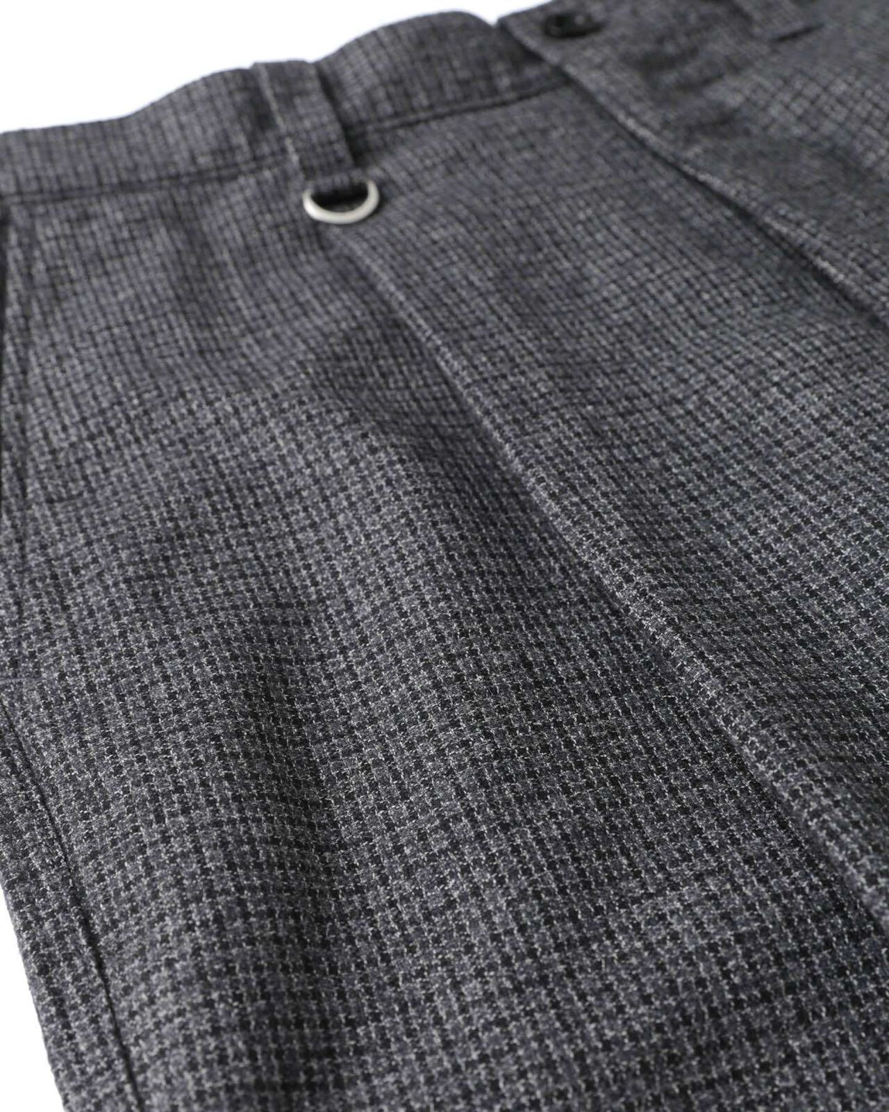MELANGE TWEED GUNCLUB CHECK 1TUCK WIDE TAPERED PANTS,BLACK, large image number 2