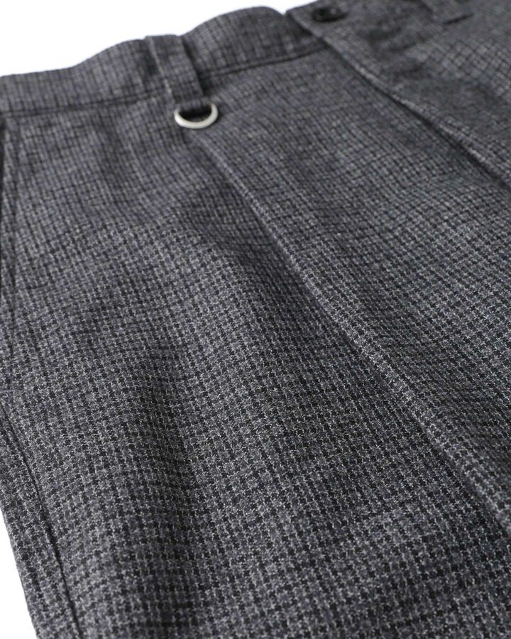 MELANGE TWEED GUNCLUB CHECK 1TUCK WIDE TAPERED PANTS,BLACK, medium image number 2