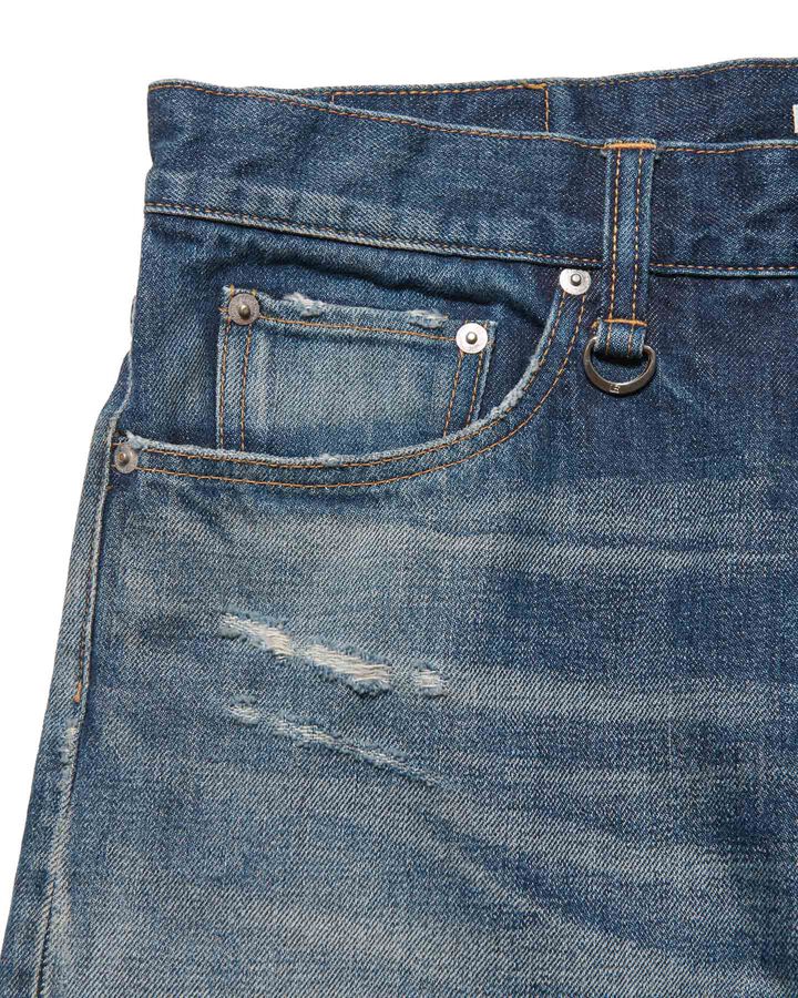DAMAGED DENIM TAPERED-FIT JEANS,INDIGO, medium image number 3