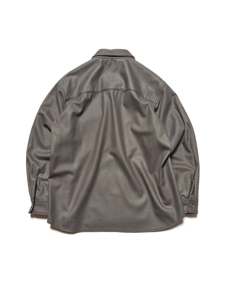 LIGHT MELTON WOOL HALF-ZIP SHIRT,CHARCOAL GRAY, medium image number 1