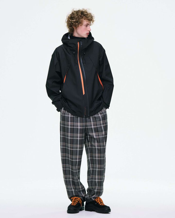 WASHBLE WOOL TAPERED BOLD PANTS,BLACK, medium image number 6