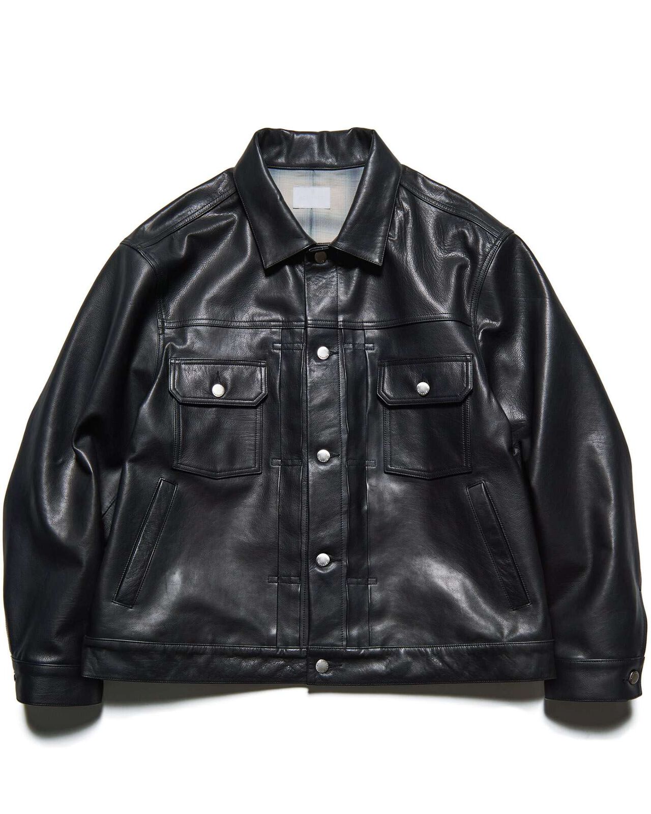 LEATHER TRUCKER JACKET,BLACK, large image number 0