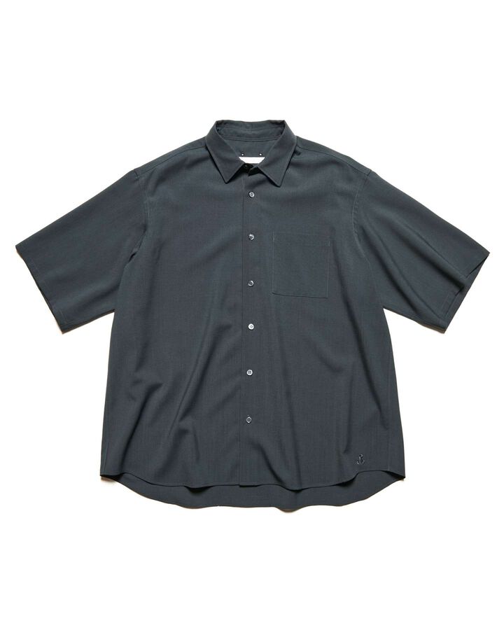 HIGH-TWIST POPLIN RELAX-FIT S/S SHIRT,CHARCOAL GRAY, medium image number 0