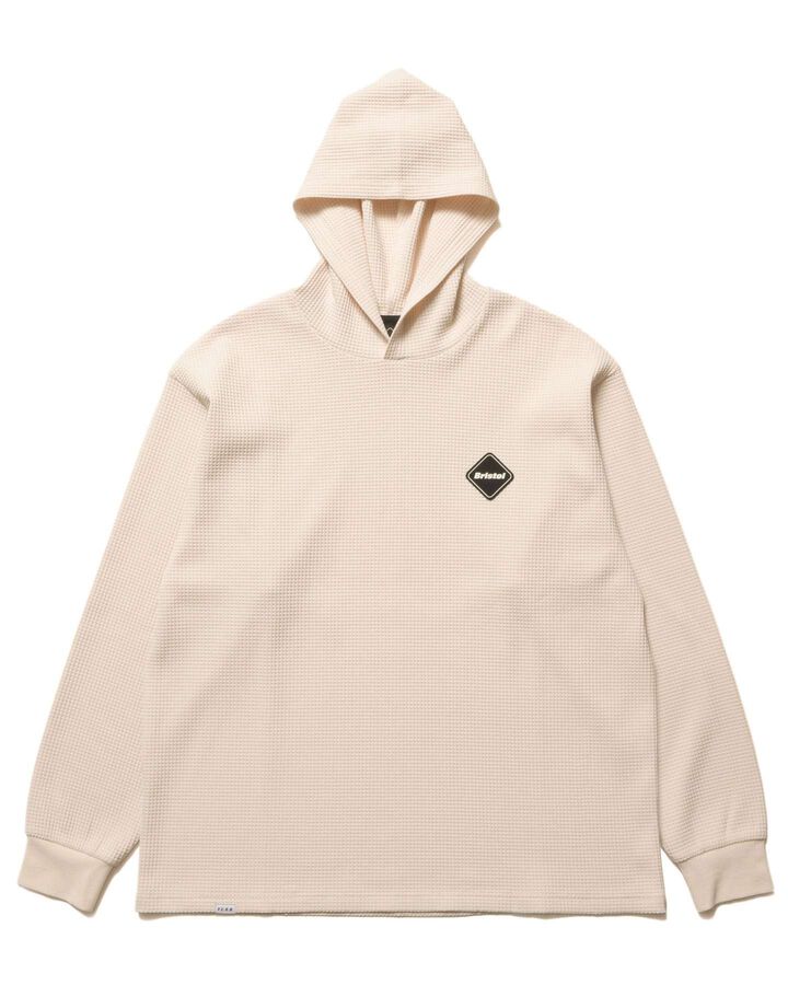 TECH WAFFLE LOUNGE HOODIE,OFF WHITE, medium