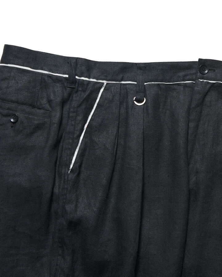 BRUSHED LINEN CUT-OFF PANTS,BLACK, medium image number 2