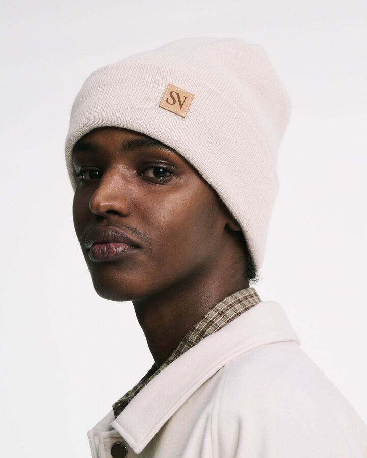 LEATHER PATCH KNIT CAP,RED, medium image number 2