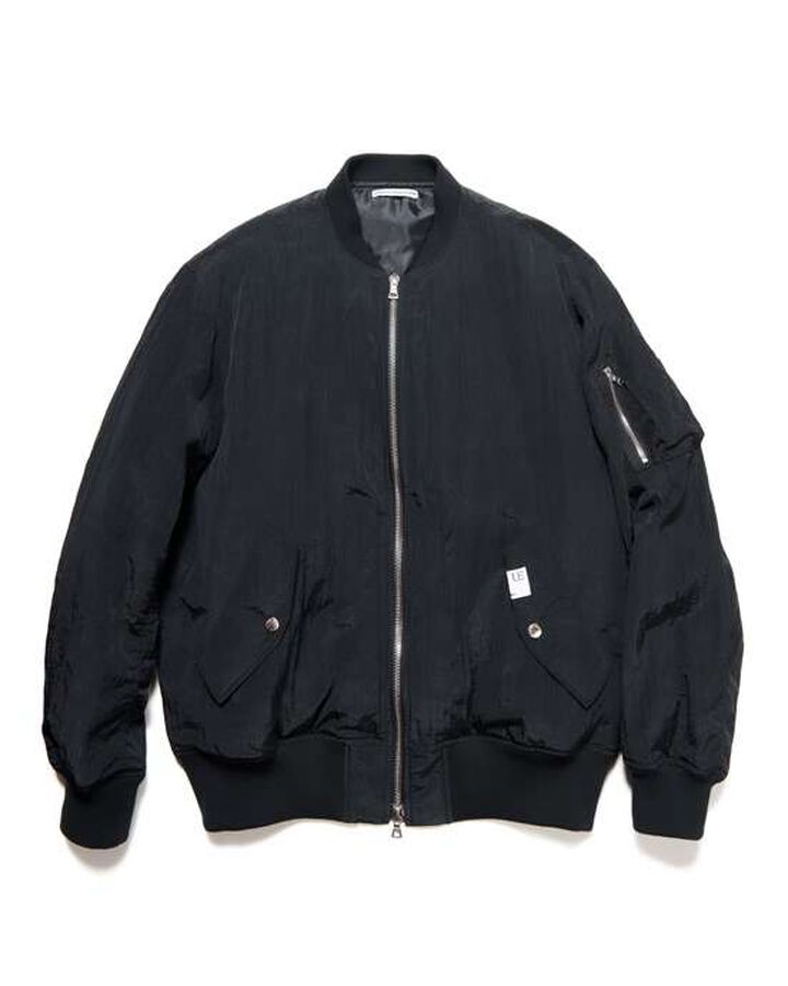 CRYSTAL NYLON FLIGHT JACKET,BLACK, medium image number 0