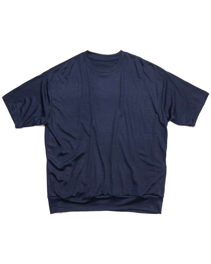 WASHABLE WOOL S/S TOP,NAVY, medium