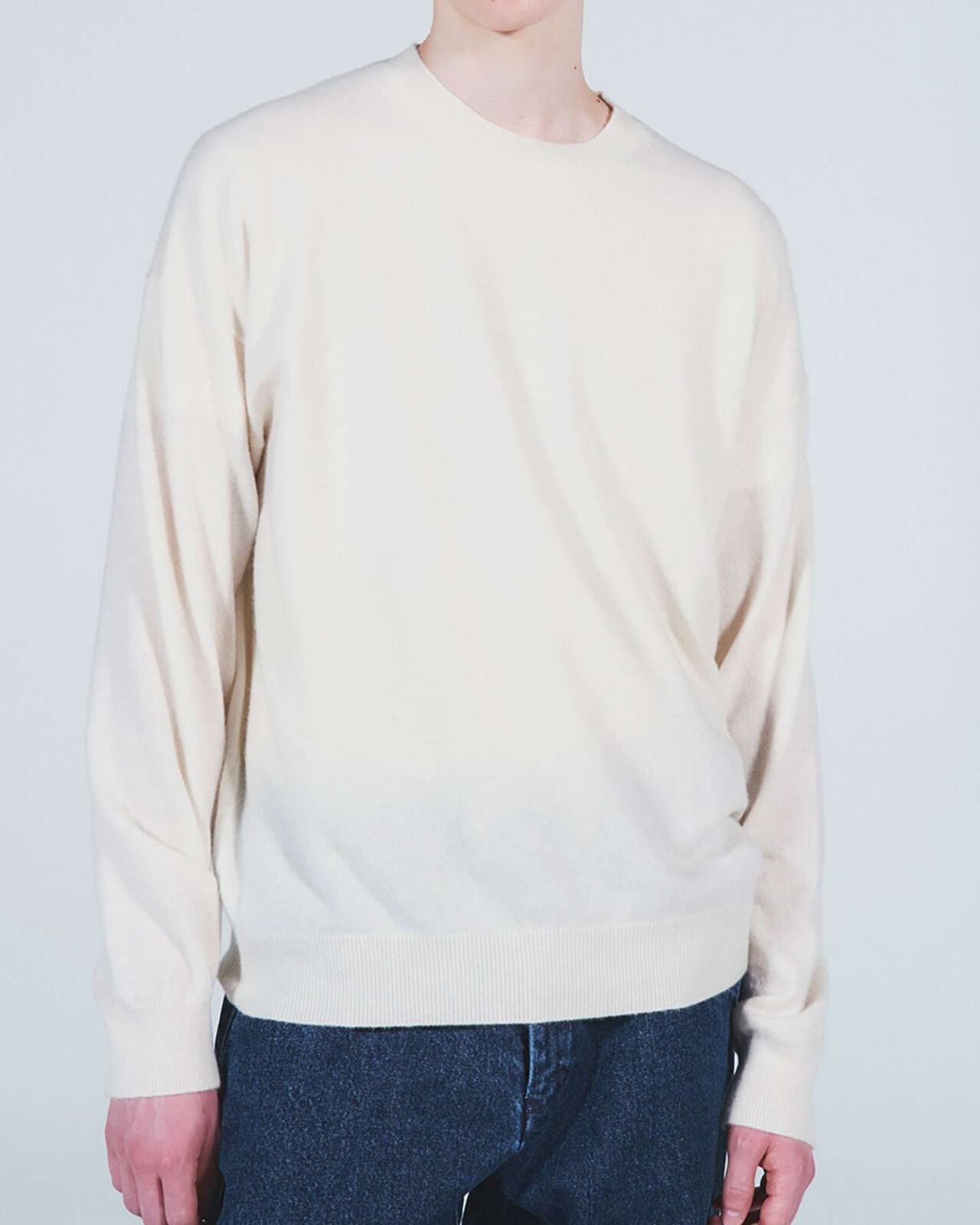 CASHMERE HIGH GAUGE CREWNECK KNIT,WHITE, large image number 3