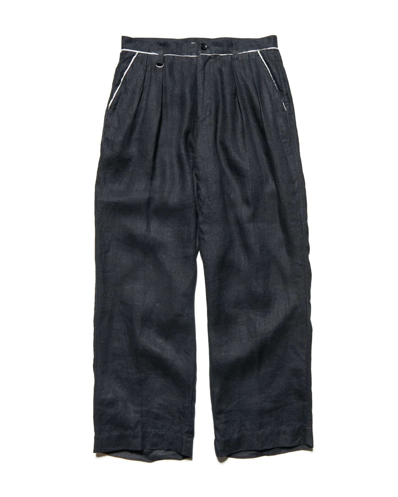 BRUSHED LINEN CUT-OFF PANTS,BLACK, large image number 0
