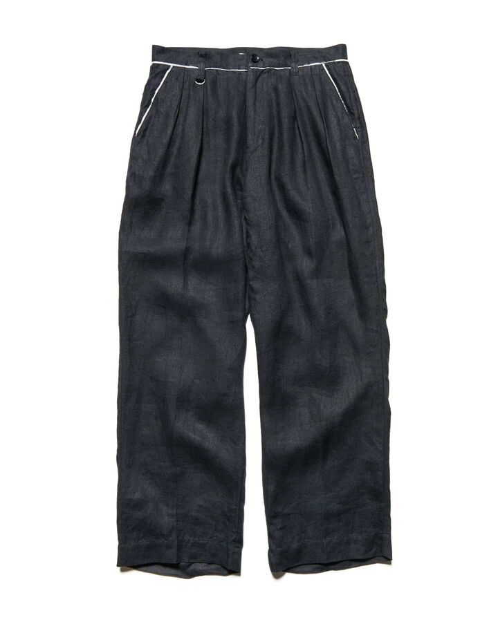BRUSHED LINEN CUT-OFF PANTS,BLACK, medium image number 0
