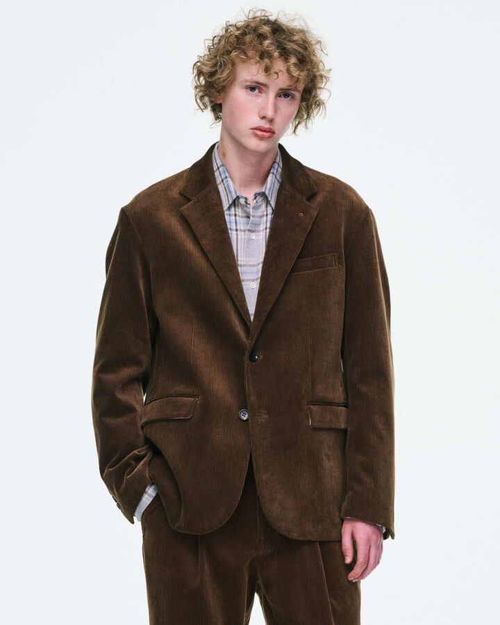 CORDUROY 2-BUTTON JACKET,BROWN, medium image number 5