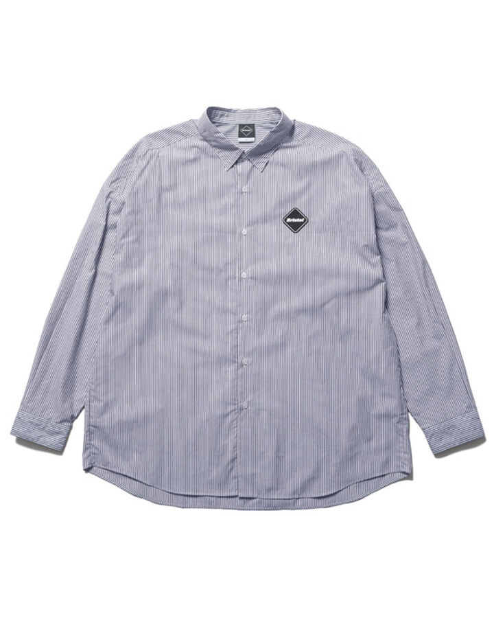 BIG LOGO L/S BAGGY SHIRT,NAVYSTRIPE, medium