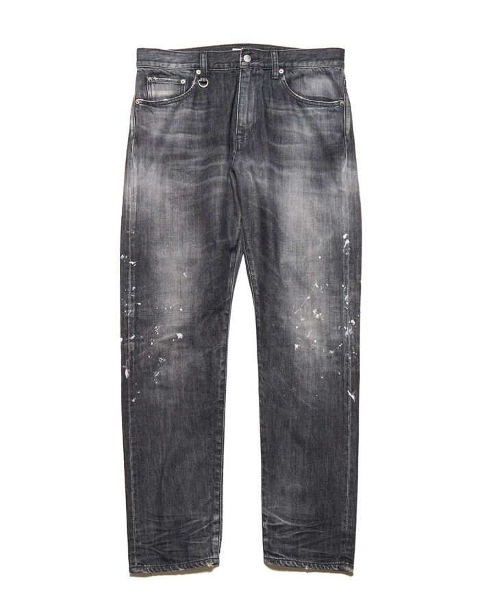 DAMAGED TAPERED-FIT JEANS,BLACK, medium