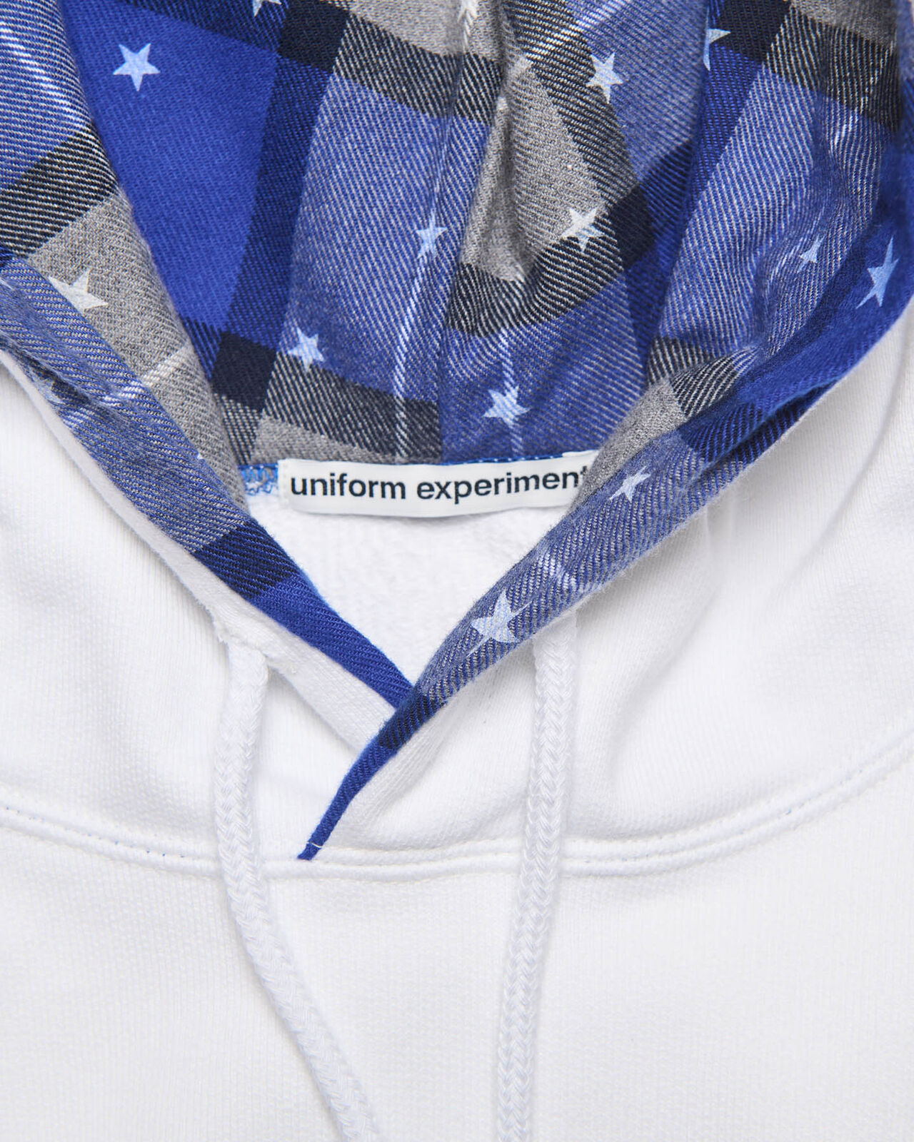 STAR PRINT CHECK LINING SWEAT HOODIE,WHITE, large image number 3