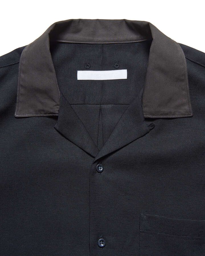 LINEN MESH S/S SHIRT,BLACK, medium image number 2
