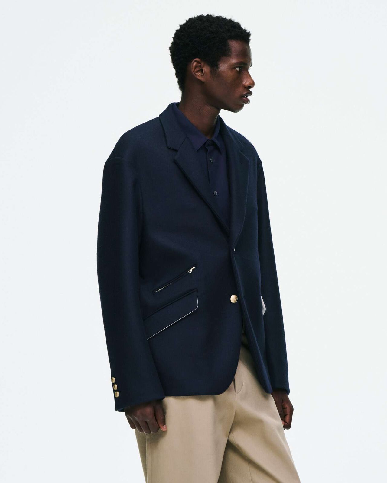 WOOL MELTON RELAX-FIT BLAZER,NAVY, large image number 8