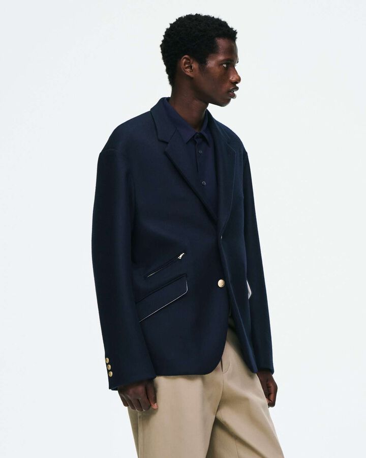 WOOL MELTON RELAX-FIT BLAZER,NAVY, medium image number 8