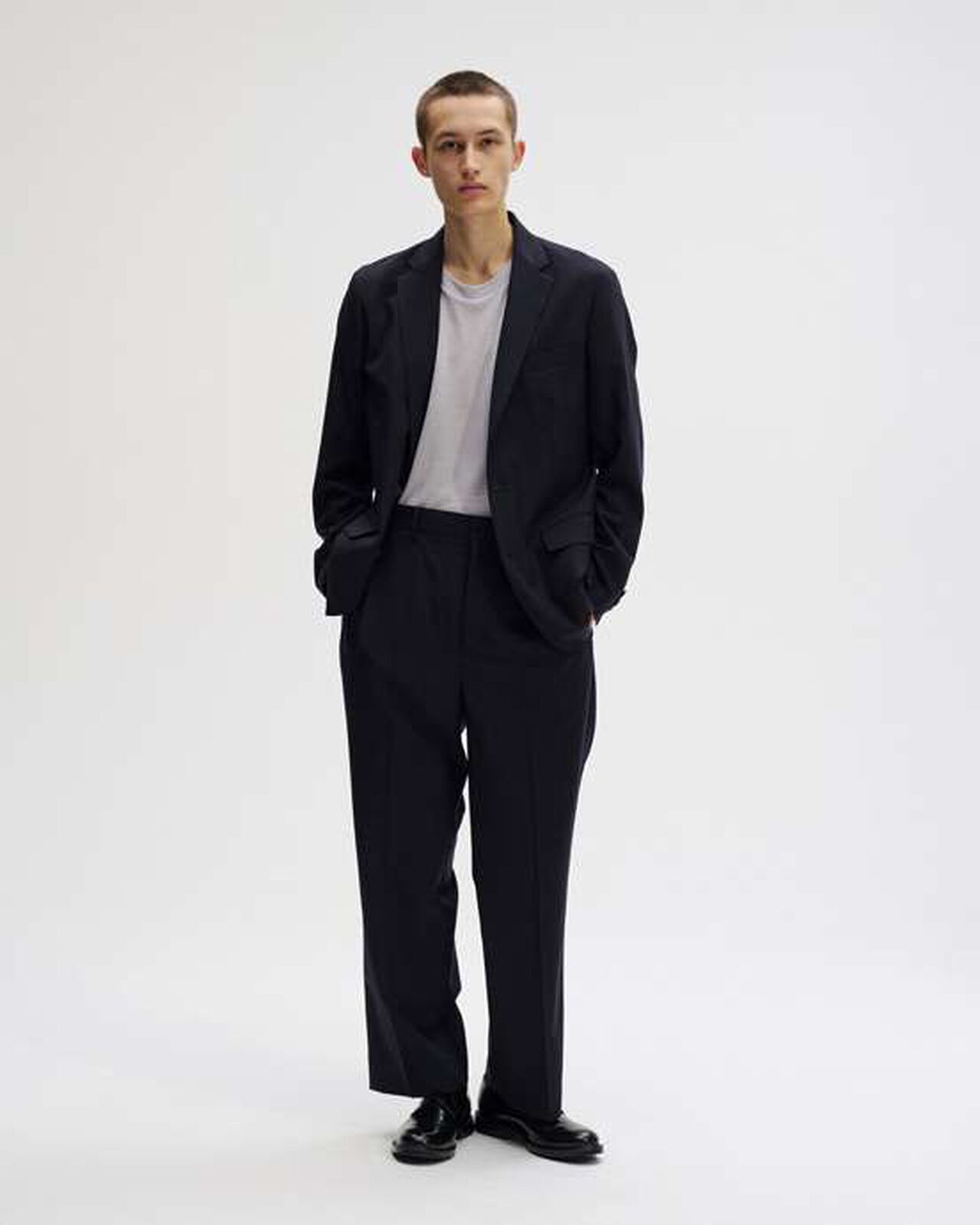 SUMMER MERINO WOOL STANDARD 2BUTTON JACKET,NAVY, large image number 5