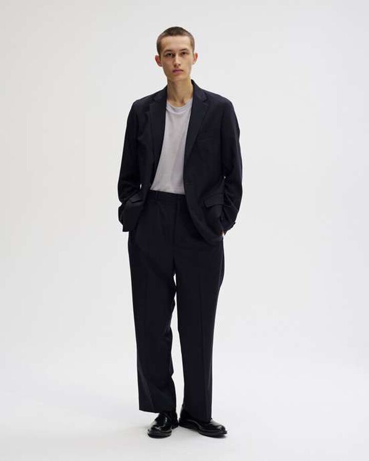 SUMMER MERINO WOOL STANDARD 2BUTTON JACKET,NAVY, medium image number 5