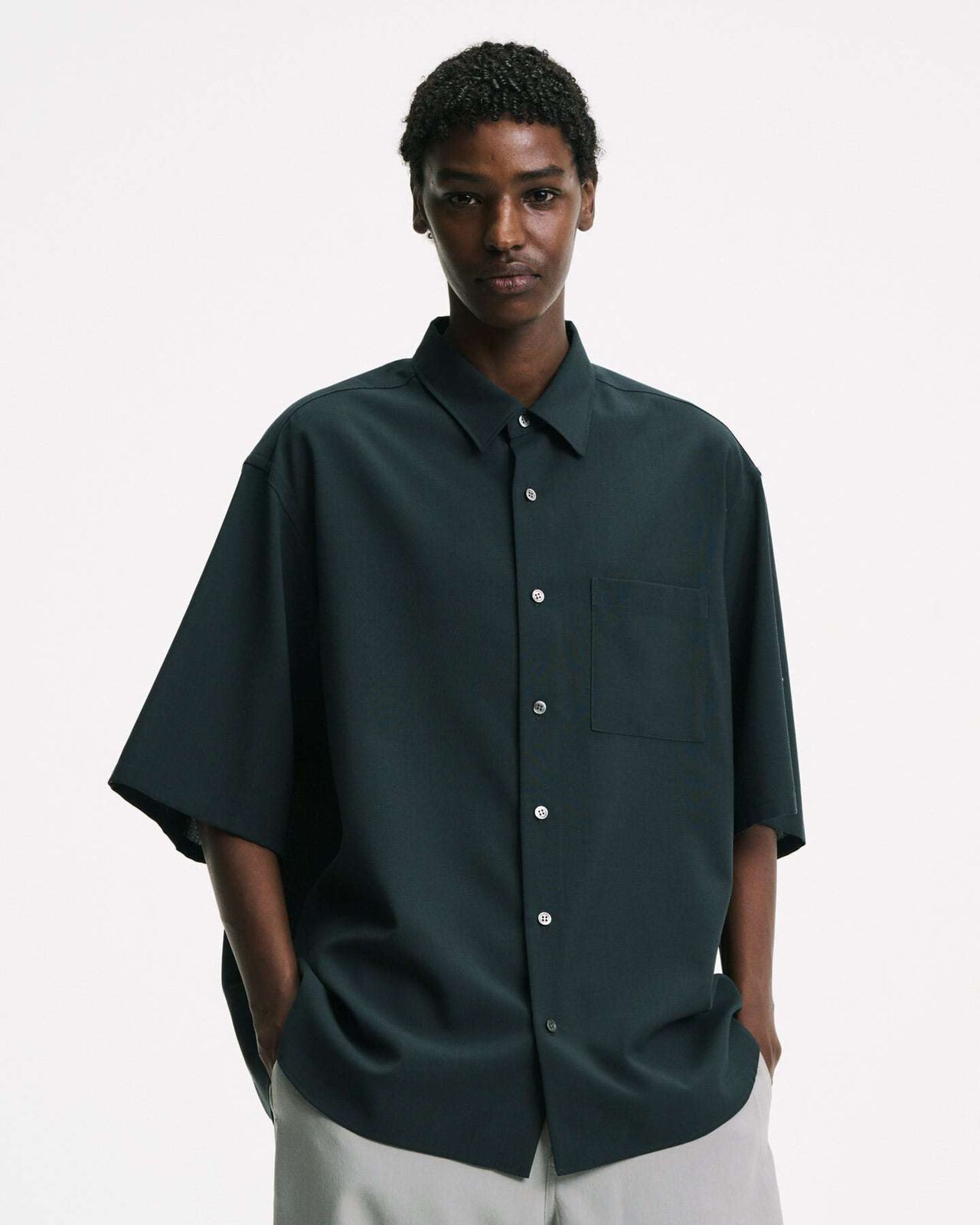 HIGH-TWIST POPLIN RELAX-FIT S/S SHIRT,WHITE, large image number 6