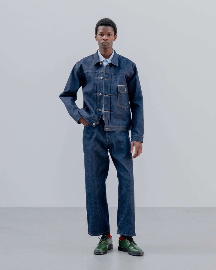 RIGID DENIM TRUCKER JACKET,INDIGO, medium image number 8